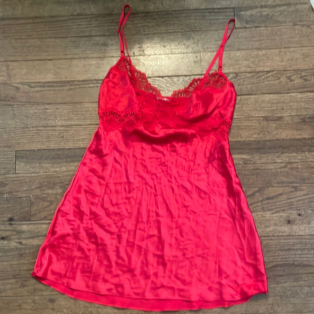 VS red satin and lace lingerie